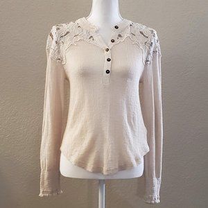 Free People Easy Breezy Henley Top-Cream